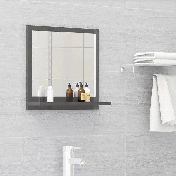 NNEVL Bathroom Mirror High Gloss Grey 40x10.5x37 cm Chipboard