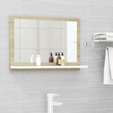 NNEVL Bathroom Mirror White and Sonoma Oak 60cm Chipboard