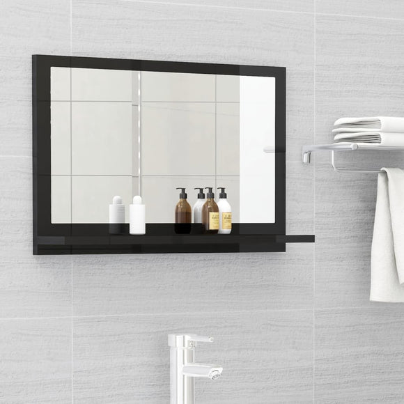 NNEVL Bathroom Mirror High Gloss Black 60cm Chipboard