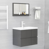 NNEVL Bathroom Mirror High Gloss Grey 60cm Chipboard