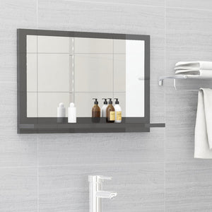 NNEVL Bathroom Mirror High Gloss Grey 60cm Chipboard