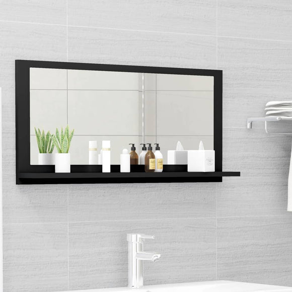 NNEVL Bathroom Mirror Black 80x10.5x37cm Chipboard
