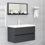 NNEVL Bathroom Mirror Grey 80x10.5x37cm Chipboard