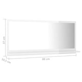 NNEVL Bathroom Mirror High Gloss White 80x10.5x37cm Chipboard