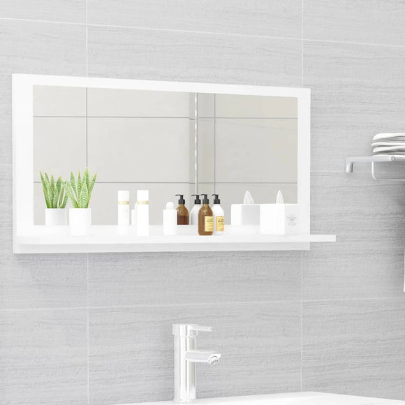 NNEVL Bathroom Mirror High Gloss White 80x10.5x37cm Chipboard