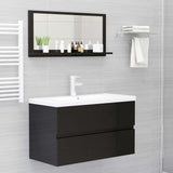 NNEVL Bathroom Mirror High Gloss Black 80x10.5x37cm Chipboard