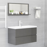 NNEVL Bathroom Mirror High Gloss Grey 80x10.5x37cm Chipboard