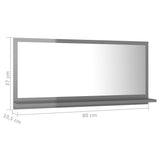 NNEVL Bathroom Mirror High Gloss Grey 80x10.5x37cm Chipboard
