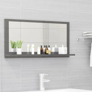 NNEVL Bathroom Mirror High Gloss Grey 80x10.5x37cm Chipboard