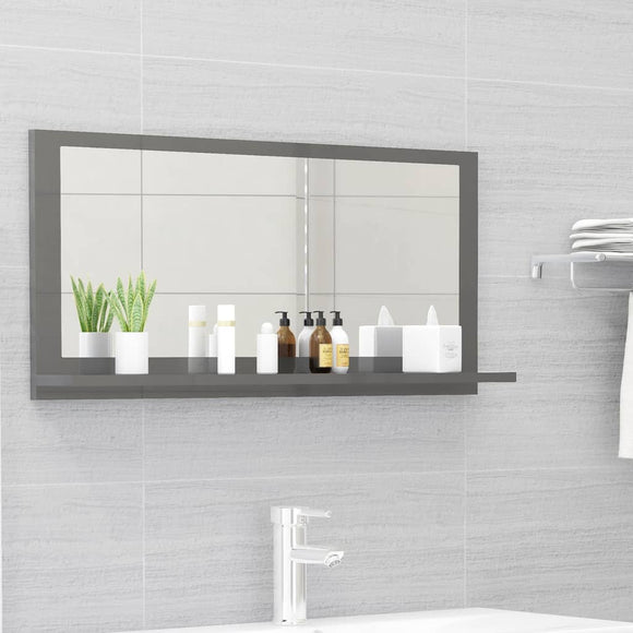 NNEVL Bathroom Mirror High Gloss Grey 80x10.5x37cm Chipboard