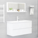 NNEVL Bathroom Mirror White 90cm Chipboard