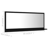 NNEVL Bathroom Mirror Black 90cm Chipboard