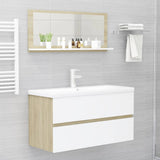 NNEVL Bathroom Mirror White and Sonoma Oak 90cm Chipboard