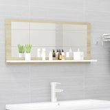 NNEVL Bathroom Mirror White and Sonoma Oak 90cm Chipboard
