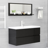 NNEVL Bathroom Mirror High Gloss Black 90cm Chipboard