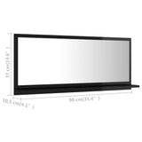 NNEVL Bathroom Mirror High Gloss Black 90cm Chipboard
