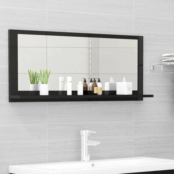 NNEVL Bathroom Mirror High Gloss Black 90cm Chipboard
