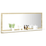 NNEVL Bathroom Mirror White and Sonoma Oak 100cm Chipboard