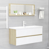 NNEVL Bathroom Mirror White and Sonoma Oak 100cm Chipboard