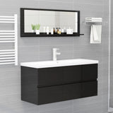 NNEVL Bathroom Mirror High Gloss Black 100cm Chipboard