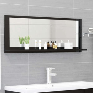 NNEVL Bathroom Mirror High Gloss Black 100cm Chipboard