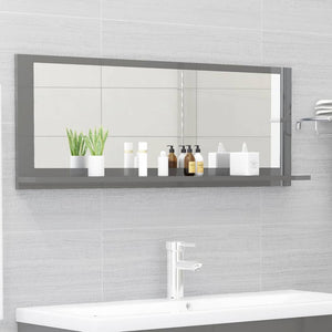 NNEVL Bathroom Mirror High Gloss Grey 100cm Chipboard
