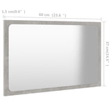 NNEVL Bathroom Mirror Concrete Grey 60x1.5x37 cm Chipboard