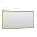 NNEVL Bathroom Mirror Sonoma Oak 80x1.5x37 cm Chipboard