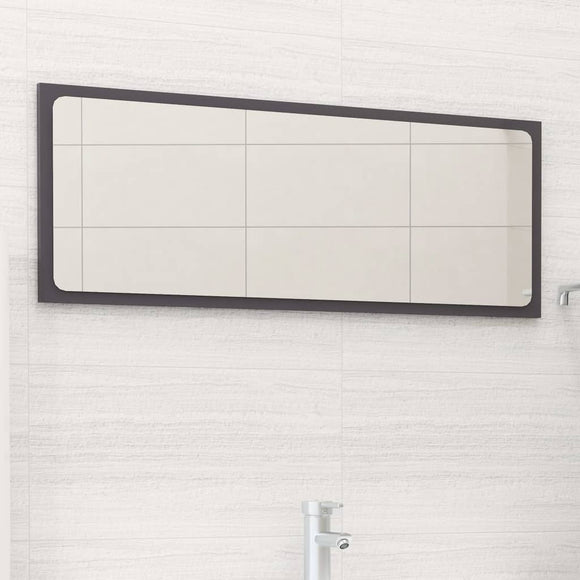 NNEVL Bathroom Mirror High Gloss Grey 90x1.5x37 cm Chipboard