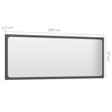 NNEVL Bathroom Mirror High Gloss Grey 100x1.5x37 cm Chipboard