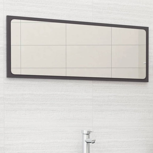 NNEVL Bathroom Mirror High Gloss Grey 100x1.5x37 cm Chipboard