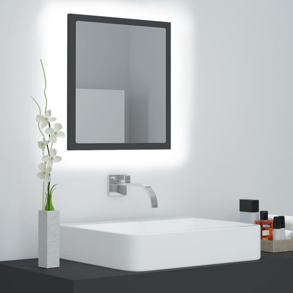 NNEVL LED Bathroom Mirror Grey 40x8.5x37 cm Chipboard