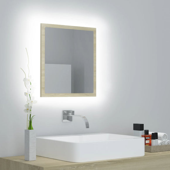 NNEVL LED Bathroom Mirror Sonoma Oak 40x8.5x37 cm Chipboard