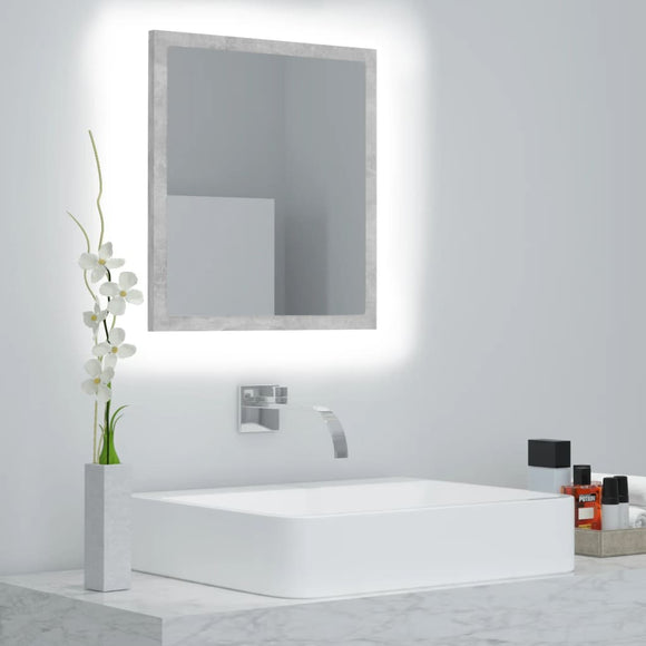 NNEVL LED Bathroom Mirror Concrete Grey 40x8.5x37 cm Chipboard