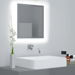 NNEVL LED Bathroom Mirror High Gloss Grey 40x8.5x37 cm Chipboard