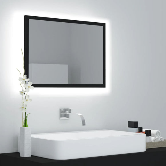 NNEVL LED Bathroom Mirror Black 60x8.5x37 cm Chipboard