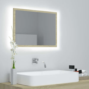 NNEVL LED Bathroom Mirror Sonoma Oak 60x8.5x37 cm Chipboard