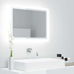 NNEVL LED Bathroom Mirror High Gloss White 60x8.5x37 cm Chipboard