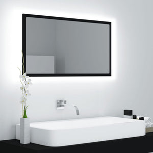 NNEVL LED Bathroom Mirror Black 80x8.5x37 cm Chipboard