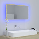 NNEVL LED Bathroom Mirror Sonoma Oak 80x8.5x37 cm Chipboard