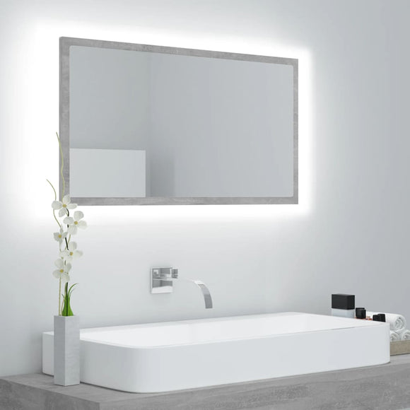 NNEVL LED Bathroom Mirror Concrete Grey 80x8.5x37 cm Chipboard