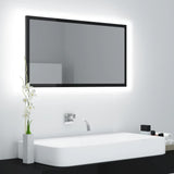 NNEVL LED Bathroom Mirror High Gloss Black 80x8.5x37 cm Chipboard