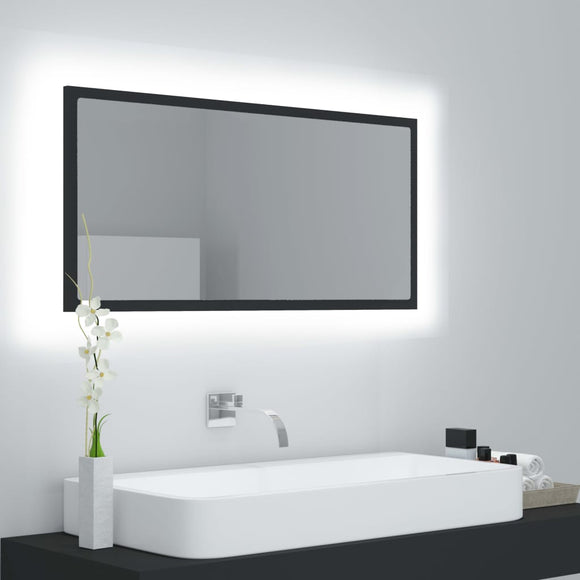 NNEVL LED Bathroom Mirror Grey 90x8.5x37 cm Chipboard