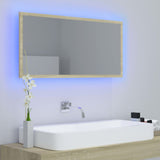 NNEVL LED Bathroom Mirror Sonoma Oak 90x8.5x37 cm Chipboard