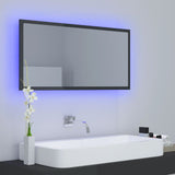NNEVL LED Bathroom Mirror High Gloss Grey 90x8.5x37 cm Chipboard