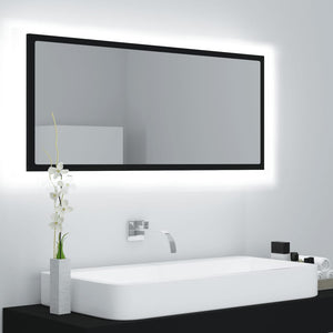 NNEVL LED Bathroom Mirror Black 100x8.5x37 cm Chipboard