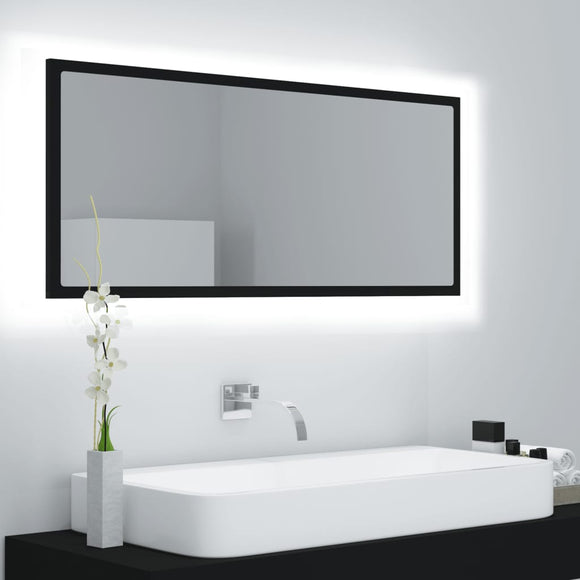 NNEVL LED Bathroom Mirror Black 100x8.5x37 cm Chipboard