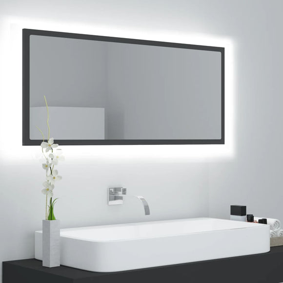 NNEVL LED Bathroom Mirror Grey 100x8.5x37 cm Chipboard