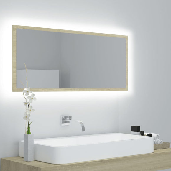 NNEVL LED Bathroom Mirror Sonoma Oak 100x8.5x37 cm Chipboard