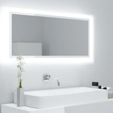 NNEVL LED Bathroom Mirror High Gloss White 100x8.5x37 cm Chipboard